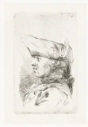 Mandshoved med tricorne Suite med mindre genrestykker og overskrifter (serietitel)