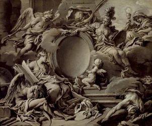 Project for a Cartouche: An Allegory of Minerva, Fame, History and Faith Overcoming Ignorance and Time, c.1727