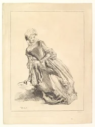 Kvinde lænet til venstre, 1722-28.