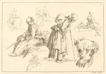 Figurstudier inklusive kvinde med en kedel