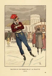 Lancer og herrer skøjteløb på Bassin de la Villette, Paris
