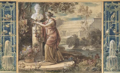 En allegori om kejserinde Josephine som beskytter af haverne i Malmaison, ca. 1805-6.