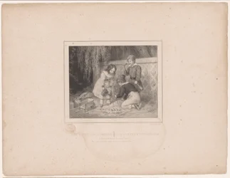 Tre børn havearbejde Les petits jardiniers / De små gartnere (titel på objekt) Tolv repræsentationer af forskellige figurer (serietitel) Album de douze sujets (...) (serietitel)