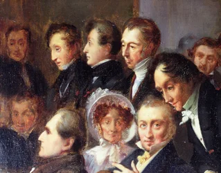 Foredrag i foyeren til Comedie Francaise, 26. maj 1828, ca. 1830 (detaljer)