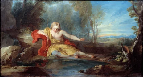 Narcisse overvejer sin refleksion (Narciso) Maleri af Francois le Moyne (1688-1737) 1700-tallet