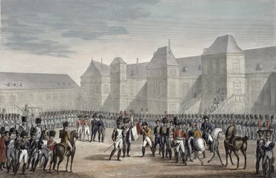 Abdikationen af Napoleon og hans afgang fra Fontainebleau til Elba, 20. april 1814