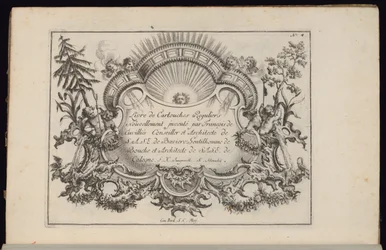 Cartouche med sol og fire vinde, Livre de Cartouches Reguliers (Bog med regulære kartoucher)