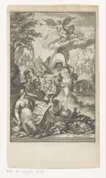 Allegori om Makedoniens sejr Titelside for: Marcus Iunianus Iustinus og Abraham Gronovius, Iustini Historiae Philippicae, 1719