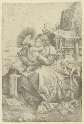 Madonna og barn i et landskab