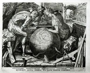 Geometri, graveret af Hieronymus Cock (ca. 1510-70)