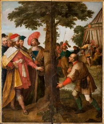 Miraklet med træet fældet. Sankt Gummarus mirakel, 1627.