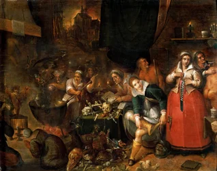Heksenes køkken, ca. 1610, mål: 52 x 66,1 cm, Kunsthistorisches Museum, Wien