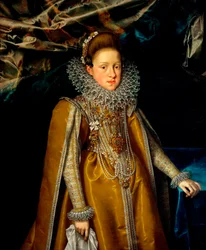 ""Portræt af Maria Magdalena af Østrig (1589-1631) storhertuginde af Toscana"" (Portræt af ærkehertuginde Maria Maddalena af Østrig (1587-1631), storhertuginde af Toscana) Maleri af Franz Pourbus den Yngre (1569-1622), ca 1604 - Olie på lærred Dim 116x108