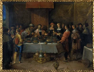 Damokler ved bordet, før 1620 (olie på kobber)