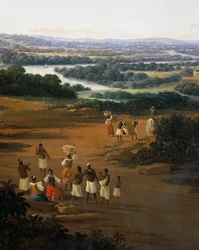 Serinhaem landsby i Brasilien eller hjemmet til en sukkerrørsplanter i Brasilien (olie på lærred)