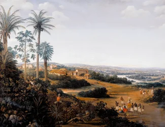 Serinhaem landsby i Brasilien eller hjemmet til en sukkerrørsplanter i Brasilien (olie på lærred)
