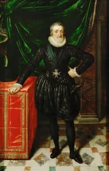 Fransk: Portrait de Henri IV (1553-1610), roi de France, en costume noir Henry IV, King of France in Black Dress