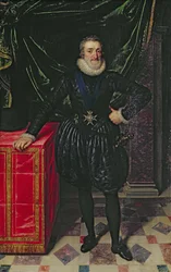 Portræt af Henri IV (1553-1610) Konge af Frankrig, i sort kostume, ca. 1610 (panel)