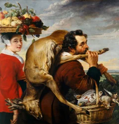 Figurer med frugt og vildt (olie på lærred)