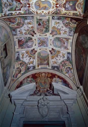 Fresker med hvælvet loft i en hal, Lateran Palace, Italien, Lazio-regionen, Rom (foto)