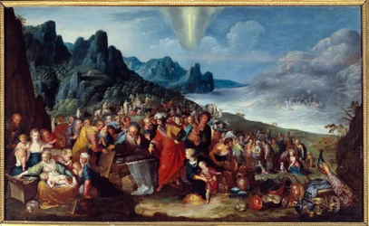 Hebræernes ankomst til Det Forjættede Land efter passagen gennem Det Røde Hav. Maleri af Frans Francken den Ældre (1542-1616)