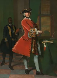 Portræt af Jan Pranger og en slaveret tjener