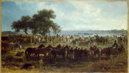 F. Adam, færge på bredden af ​​Tisza
