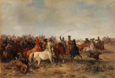 Uhlans stjæler heste fra Honved-Hussars, 1863