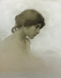 Head of a Girl (blyant og kridt på papir)