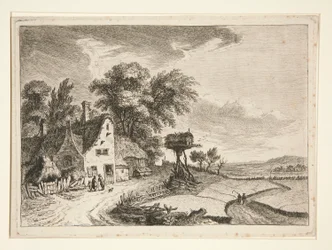 Landskab med gård