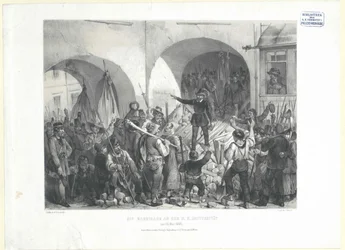 Barrikaden ved K.K. Universitetet den 26. Maj 1848 (litografi)