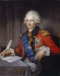 Portræt af statsmanden og reformatoren, grev Jacob Sievers (1731-1808) (Portræt af statsmanden og reformatoren grev Jacob Sievers). Maleri af Gerhard von Kugelgen (1731-1820), olie på lærred. Tysk kunst slutningen af ​​1700-tallet, klassicisme. Stat Ruslan