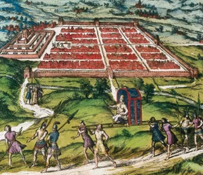 Cuzco, hovedcentret af inkacivilisationen (det nuværende Peru) billede fra "Civitatis Orbis Terranum" af Braun og Hogenberg
