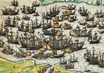 Uovervindelig armada, gravering af Franz Hogenberg (1535-1590), Spanien