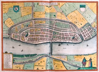 Kampen og floden IJssel eller Yssel, Holland (gravering