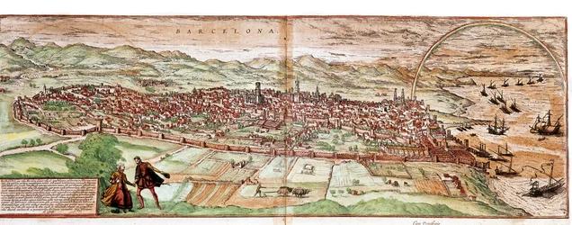 Kort over Barcelona - Spanien (gravering