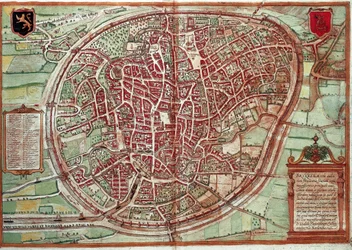 Kort over Bruxelles - Belgien (gravering