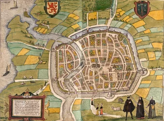 Plan over Haarlem (Harlemum), Holland (radering