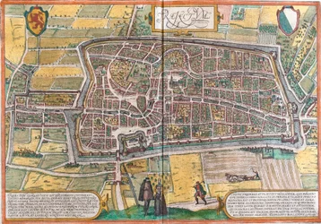 Plan over Maastricht (Traiectum), Holland (radering