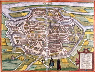 Plan over Metz (Mets), Frankrig (radering