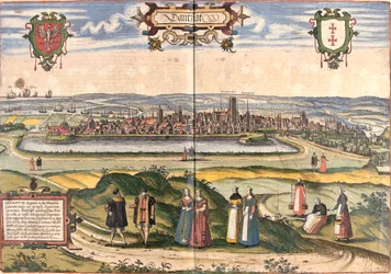 Udsigt over Dantzig (Gedanum) (det nuværende Gdansk), Polen (radering