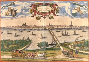 Udsigt over Kampen (Campensis), Holland (radering