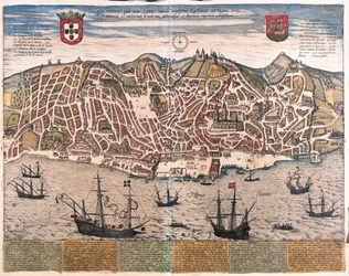 Udsigt over Lissabon, Portugal (gravering
