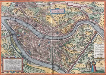 Udsigt over Lyon (Lugdunum), Frankrig (radering