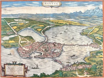 Udsigt over Mantua (Mantua), Italien (radering