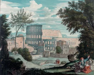 Colosseum med romantiske figurer