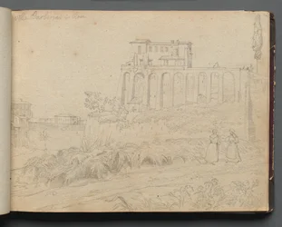 Album med udsigt over Rom og omgivelser, Landskabsstudier, side 07a: "Villa Barberini i Rom"