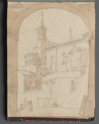 Album med udsigt over Rom og omgivelser, Landskabsstudier, side 18a: Sankt Johannes Lateran, Rom