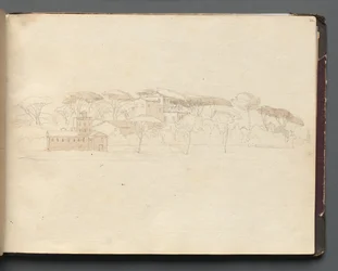 Album med udsigt over Rom og omgivelser, Landskabsstudier, side 30a: Romersk panoramaudsigt.