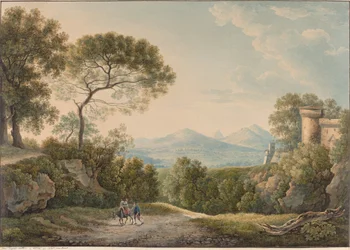 Udsigt fra Tivoli over Tiberdalen ved solnedgang